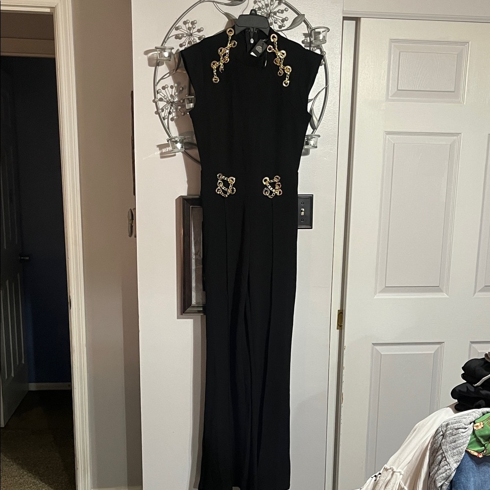 Fashion Nova Black Jumpsuit with Gold Accents